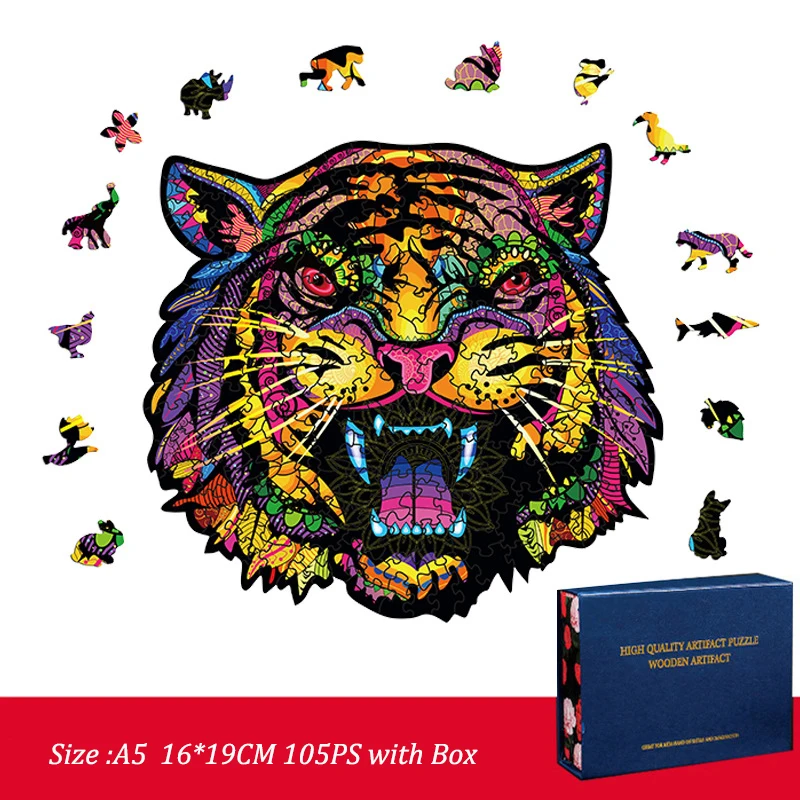 FEOOE Хэллоуин голова тигра тигр инопланетянин в форме деревянного пазла Необычные
