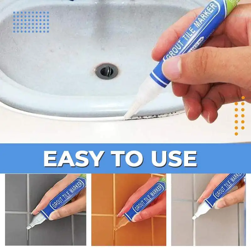 Цветная ручка белая для заправки плитки кафельная зазор ремонт ванной