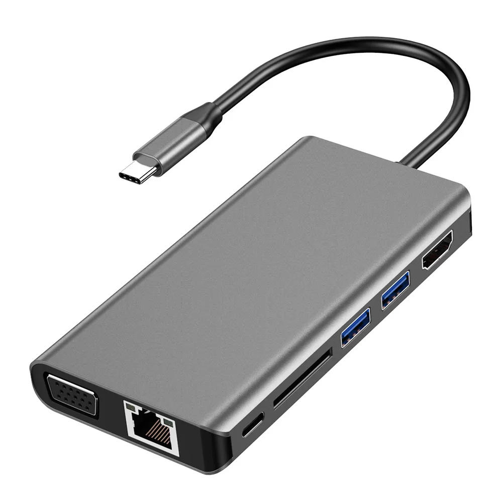 

USB-концентратор TC843V 8 в 1, 4K HDMI совместимый RJ45 Gigabit Ethernet USB PD, адаптер для быстрой зарядки ноутбуков и ПК