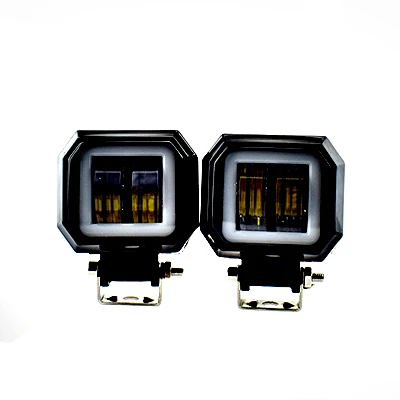 2pcs-square-lights Мотоциклетные фары светодиодный Moto 20 W противотуманная точечная лампа Головной фонарь повышенной яркости лампа "глаза ангела" рабочие огни водонепроницаемые автомобильные аксессуары - Цвет: 2pcs-square-lights