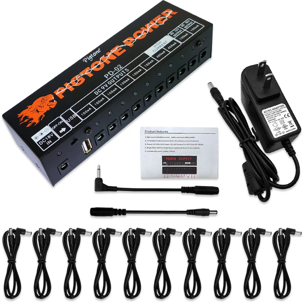 Блок питания для гитарной педали с 10 выходами педалей эффектов 9 В 12 18 в|Детали и