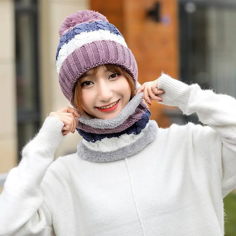 Зимние шапки для девочек Skullies Beanie шапка зимняя шапка мужской женский шерстяной шарф шапка s Набор Балаклава маска Knitted шапка вязаная шапка