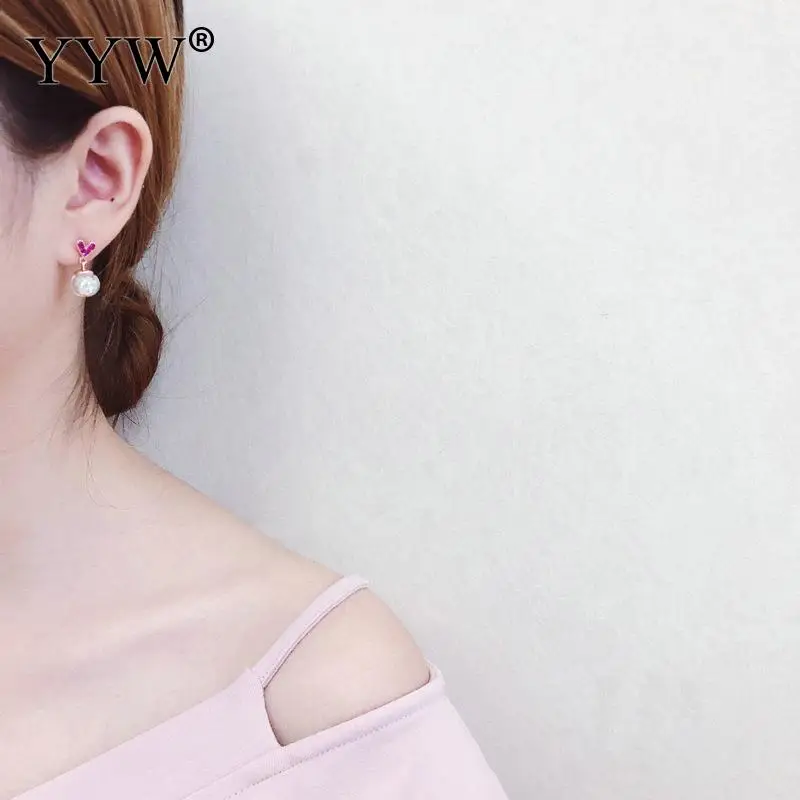 

2pairs/Lot Small Fresh Love Earrings Loose Diamond Glass Stereo Earrings Wild Vintage Earrings For Female Daily Wear Or Match