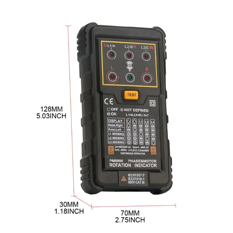 MS5900 120V 400VAC трехфазный индикатор вращения Измеритель Тестер последовательности