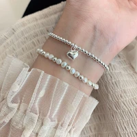 meyrroyu 2022 love heart star pendant pearl round beads bracelet sweet party friend gift for women girl new fashion jewelry