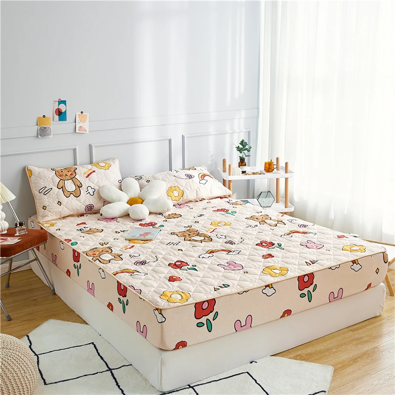 

Pure Cotton Thick Quilted Mattress Cover Twin Customized High Grade Printing Mattress Protector Cover Not Including Pillowcase