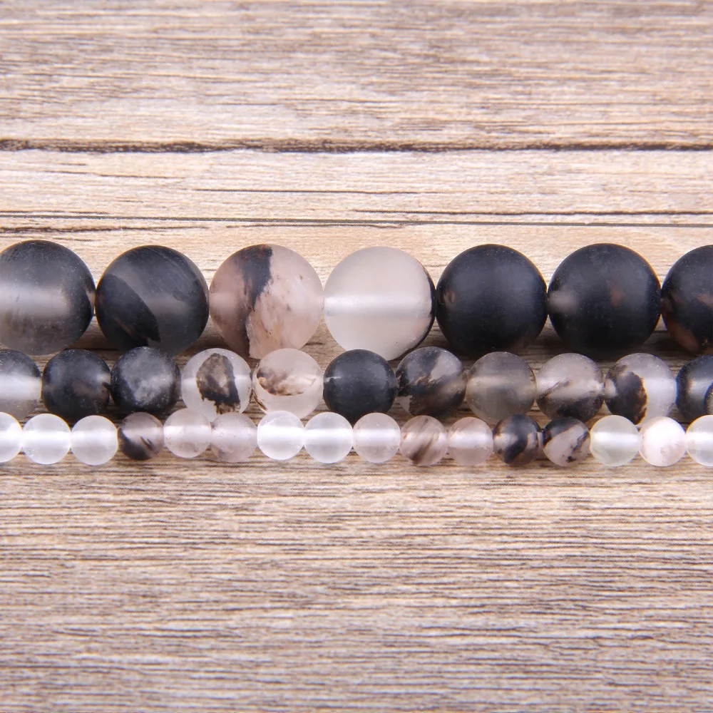 Natural Matte Black watermelon stone Beads Frosted loose round natural spacer beads 6-12MM Pick Size For Jewelry Making | Украшения и