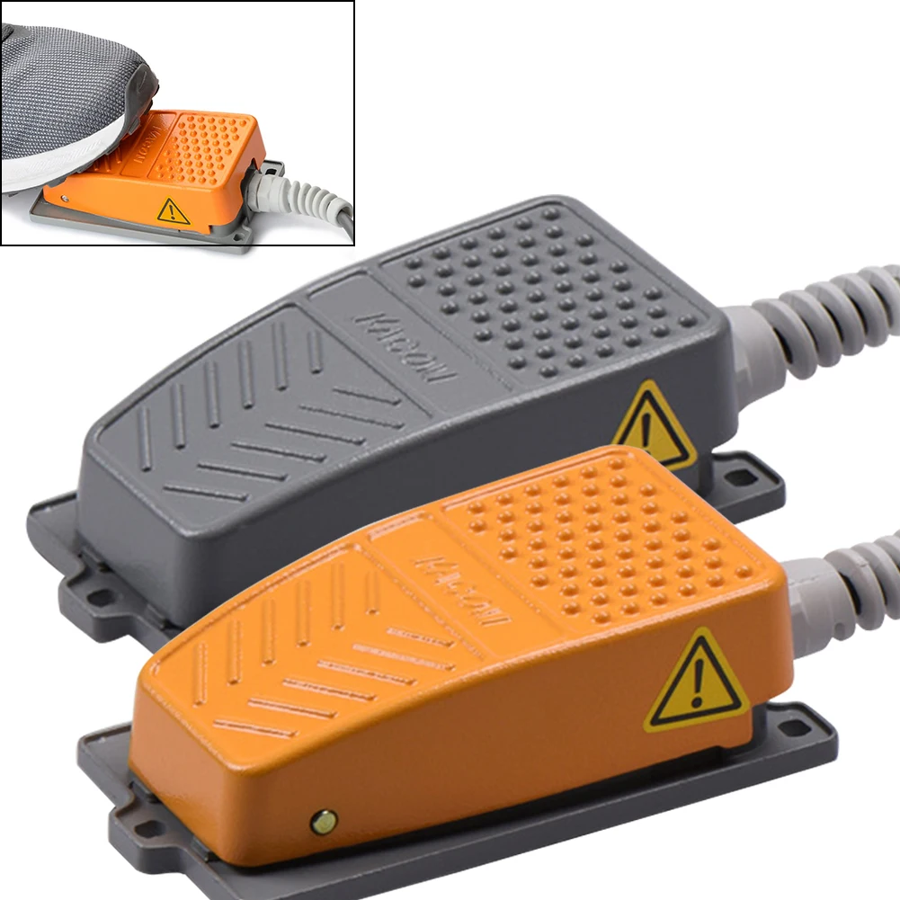 

Industrial Waterproof Non Slip Foot Switch with Cable Aluminum Alloy Electric Foot Pedal Switch Tool 250V 15A Momentary Control