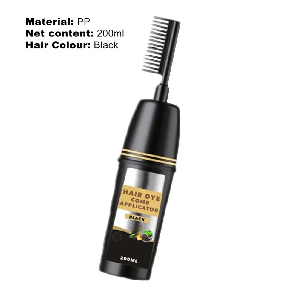 

200ml Hair Dye Comb Applicator Innovative Multifunctional Black High Coverage Easy to Use PP Material Hair Dye Tools for Unisex