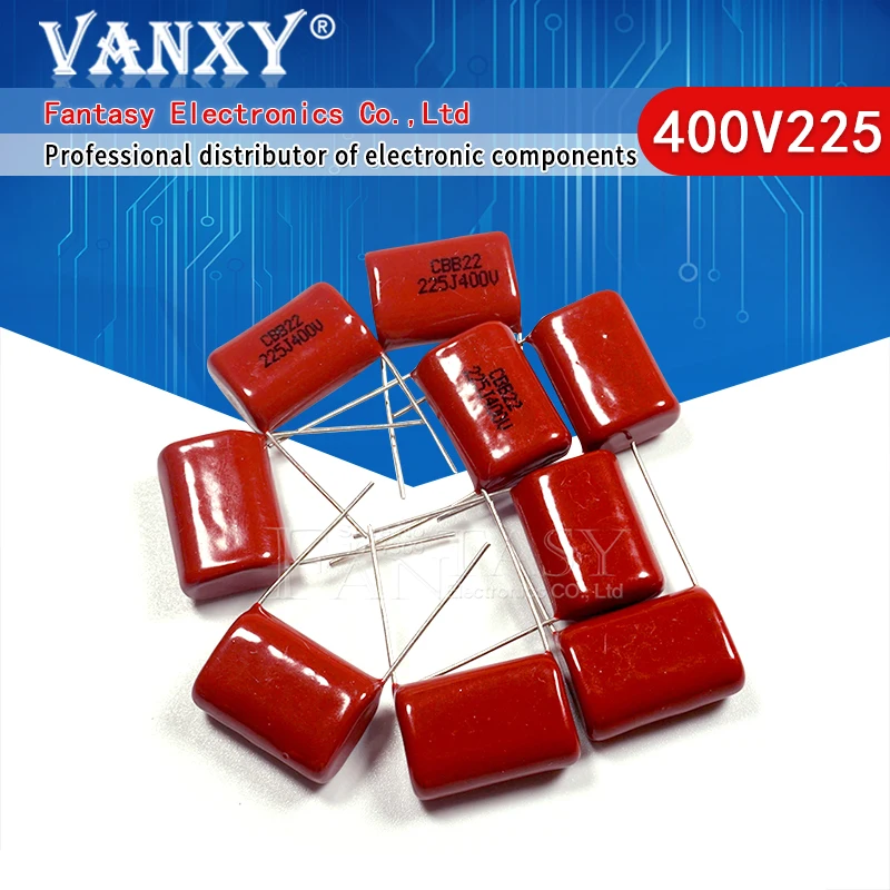 10 шт. 400V225J 2 мкФ шаг 20 м 225J400V 225 400V 2200PF CBB полипропиленовый пленочный конденсатор с