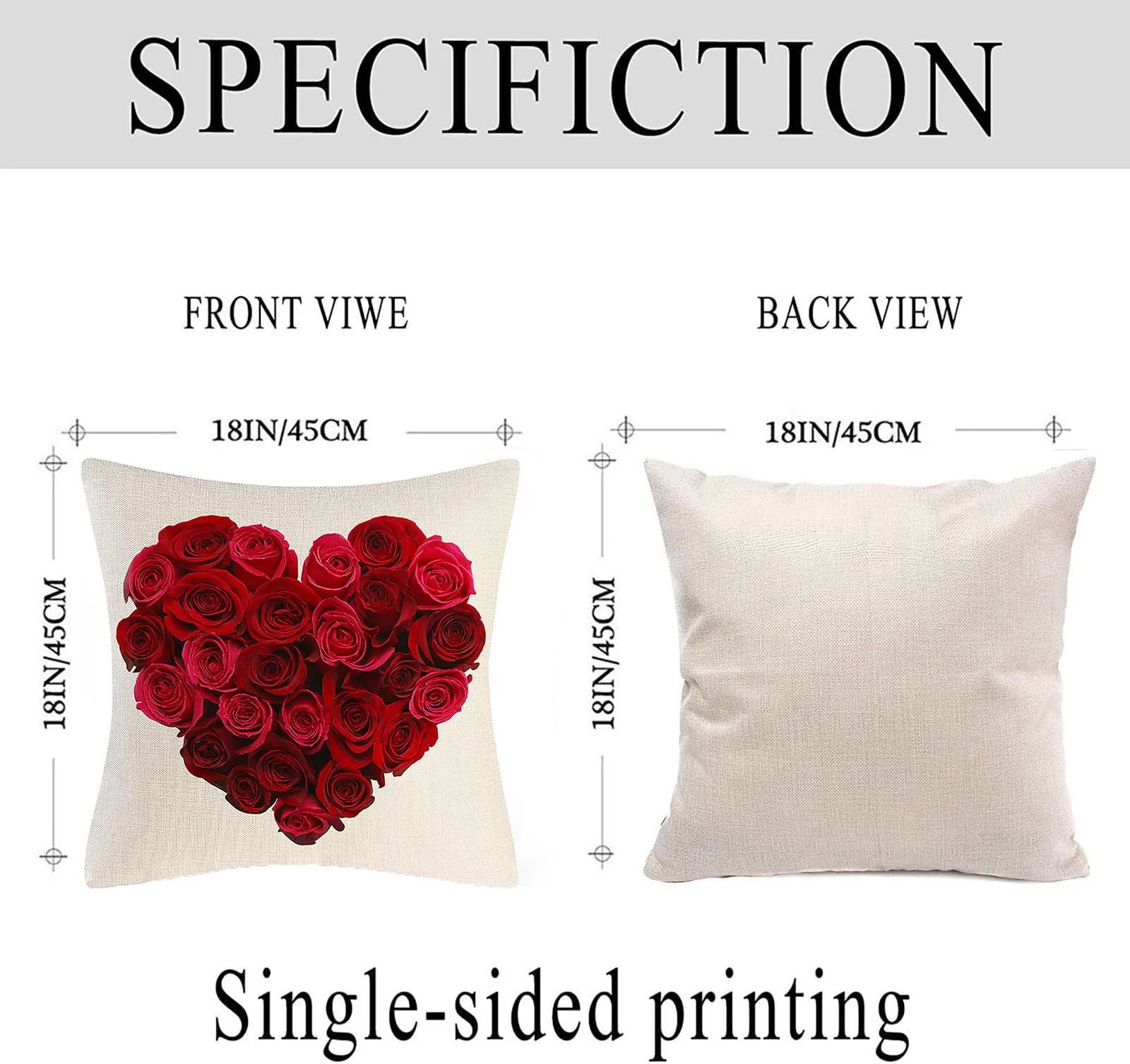 

4PCS Valentine's Day PillowCase 18x18'' Linen Pillow Covers Sofa Throw Cushion Cover Valentines Day Party Decor Pillow Cases60