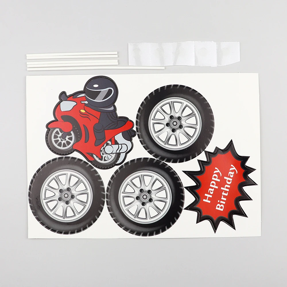 Локомотив мотоцикл Топпер для торта С Днем Рождения гонок маленьких мальчиков