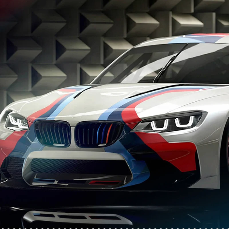 

Car Styling 3 Pcs 3 Colors Sport Stripes Sticker Car Front Grille Trim Strips Covers Stickers Waterproof For BMW M6 E46 3 Series