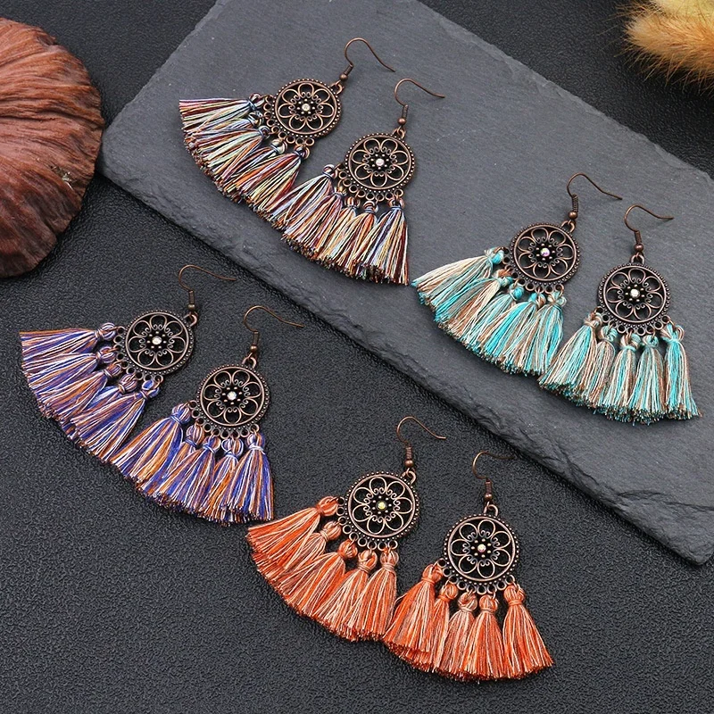 

Long Tassel Pendant Ear Jewelry Creative Ethnic Temperament Sun Flower Earrings