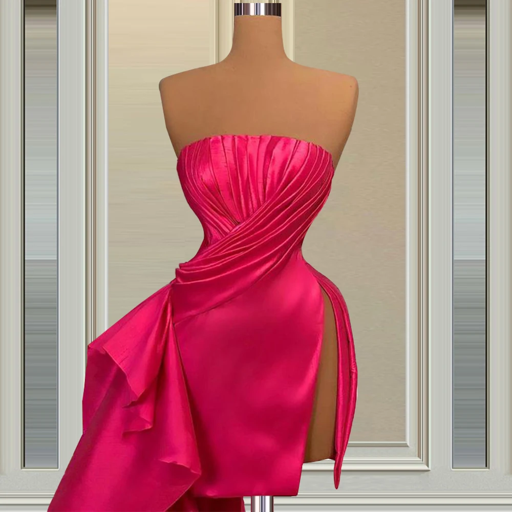 

Asymmetric Skirt Strapless vestidos de cocktail 2021 Short Cocktail Dress Long Removable Train