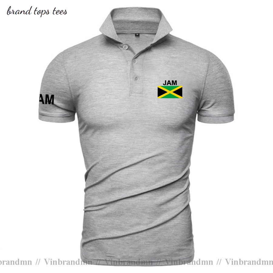 Рубашки-поло Ямайки мужские с коротким рукавом белые бренды принтом для страны