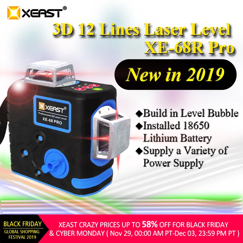 XEAST XE-68R Pro 3D лазерные нивелиры 12 линий перекрестный уровень самонивелирующийся Открытый 360 Поворотный красный лазер Быстрая из России