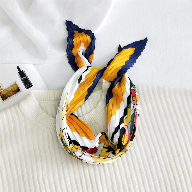 2021 дизайнерские шелковые плиссированные шарфы для женщин яркие цветные печать