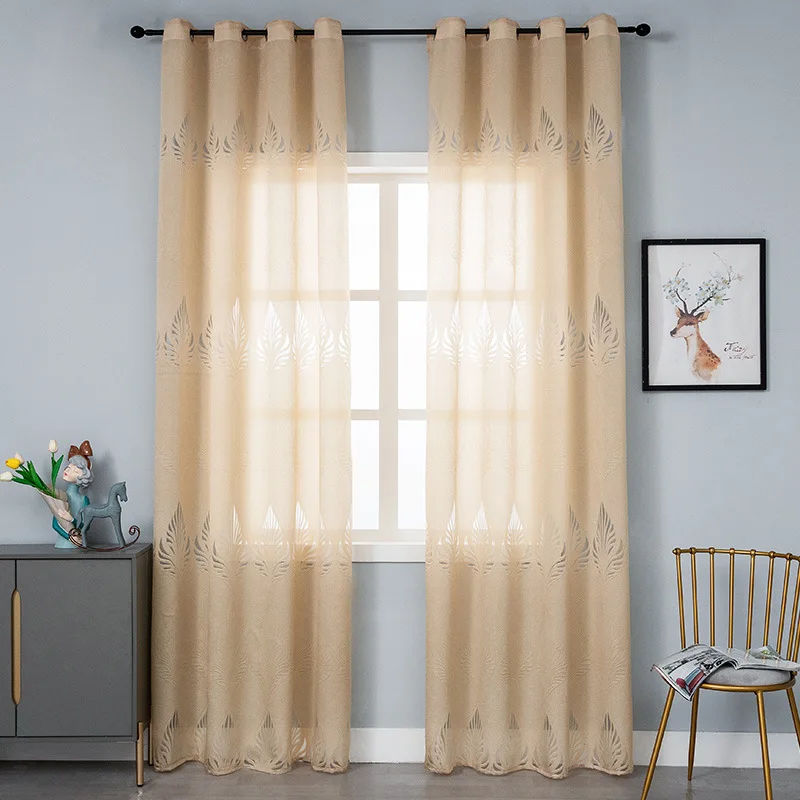 

European Luxury High-end Gauze Tulle Curtains for Living Room Bedroom Balcony Embroidery Curtain Floor Curtain Finished Product