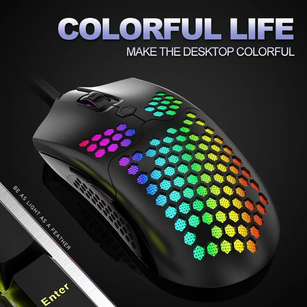 

M5 Hollow Out RGB Lights 16000DPI 7 Button Wired Gaming Mouse for PC Computer