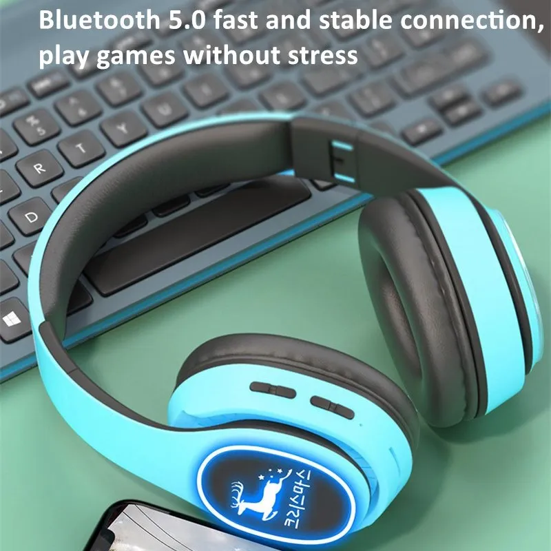 HIFI стерео наушники Bluetooth музыка LED гарнитура и поддержка sd-карты с микрофоном для