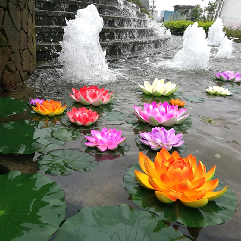10/18 Cm Floating Artificial Lotus Fake Plant DIY Water Lily Simulation Lotus Home Garden Decoration Cheap   Outdoor Decor Cheap