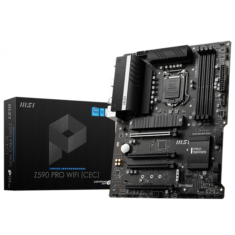 

Материнская плата MSI Z590 PRO WIFI CEC поддерживает процессоры 11 и 10 поколения Intel Core / Pentium Celeron для разъема LGA 1200