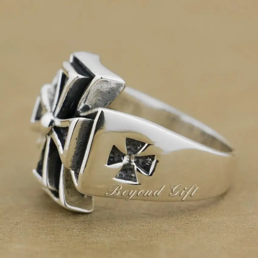 Массивное массивное серебряное кольцо в стиле панк байкер размер от 7 до 15 США 9Q012