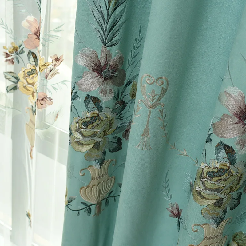 Роскошная Европейская занавеска с цветочным узором в виде вазы Затемняющая для