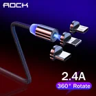 Магнитный usb-кабель Rock для iPhone, Samsung, Xiaomi, кабель Micro USB, Магнитный зарядный провод, зарядный кабель USB Type-C 3 в 1