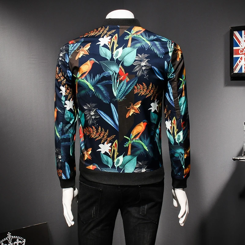 

coat, Men's printed classic fashion designer's stationery jacket, club party hunter, clothes