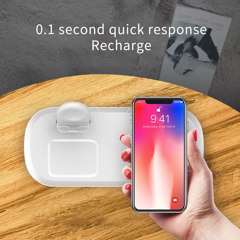 

3 in 1 Fast Wireless Charger Stand for iPhone 12 11 XR XS Pro Max Huawei 15W Qi Fast Charging For Apple Watch AirPods Pro Pad