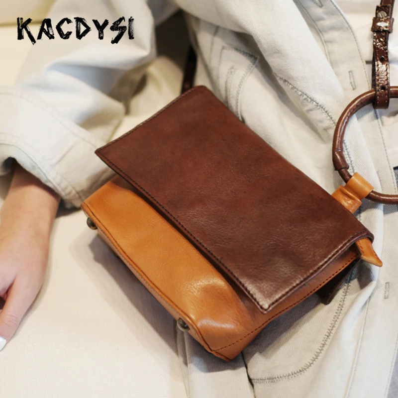 Натуральная коровья кожа маленькая девочка сумка через плечо винтажная