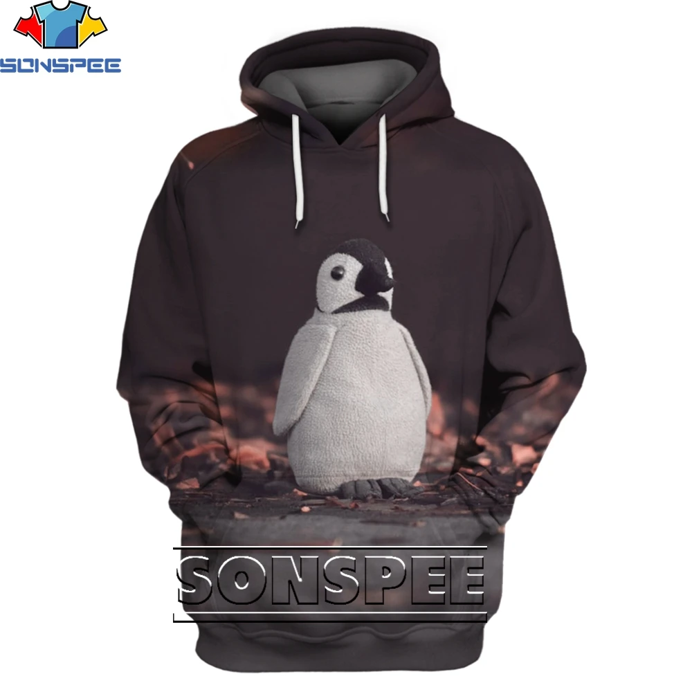

SONSPEE 3D Top Animal Penguin Fashion Casual Loose Round Neck Hoodie Men/women Cute Trend Popular Street Personality Harajuku