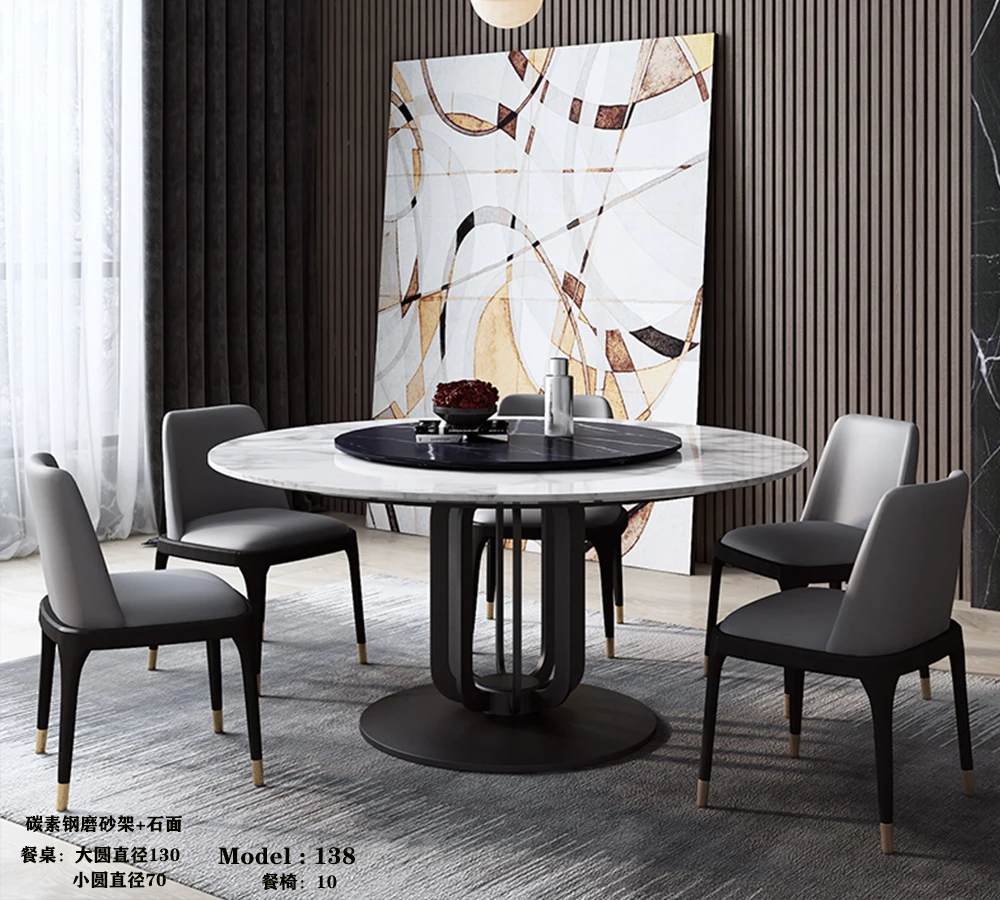 Современный роскошный стиль круглый обеденный стол с 6 стульями для продажи|table and