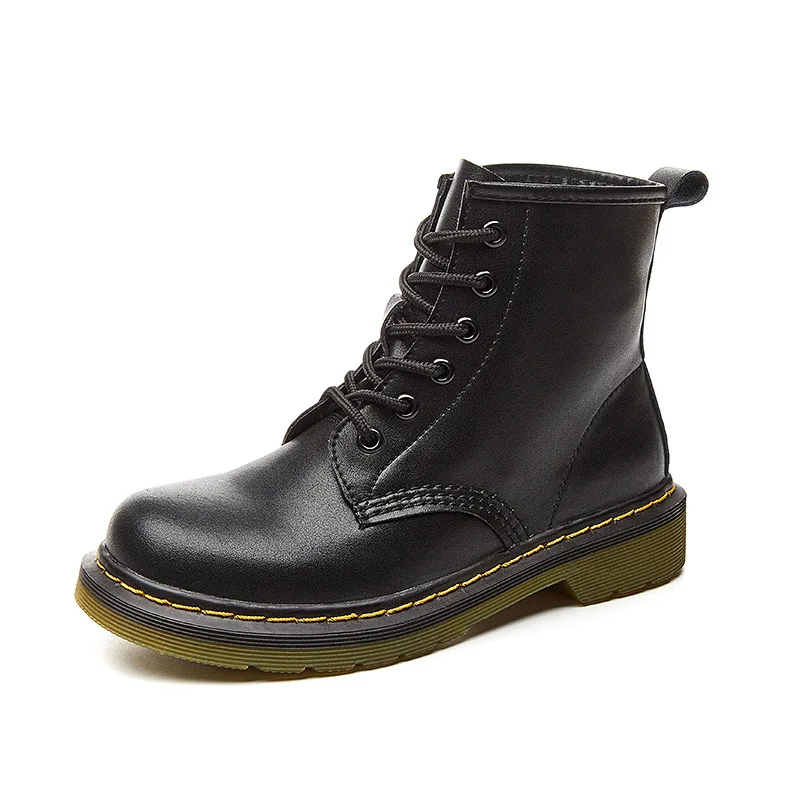 

women boots 6-hole Martin boots lacquered leather boots winter English round head leather high top short boots