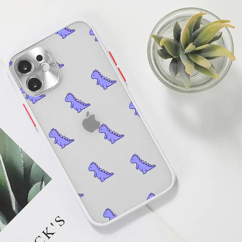 

dinosaur Phone Case For iPhone 12 11 Mini Pro XR XS Max 7 8 Plus X Matte transparent White Cover