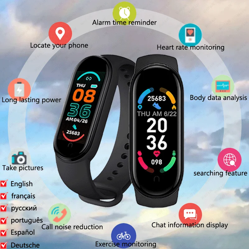 MI Band 6 подключение для Xiaomi Mi смарт браслет 5 цветов AMOLED кислородный Браслет фитнес