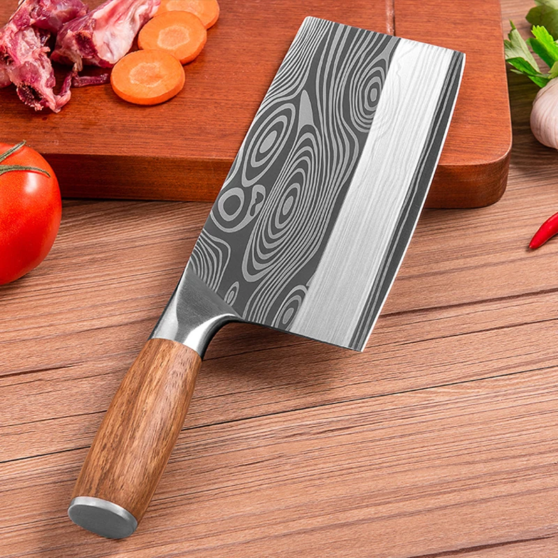 Новый Кухонный Нож дамасский лазерный узор нож для резки мяса китайский