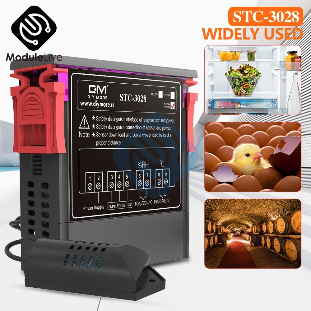 STC 3028 AC 220 В 12 24 постоянного тока двойной цифровые светодиодные трубки