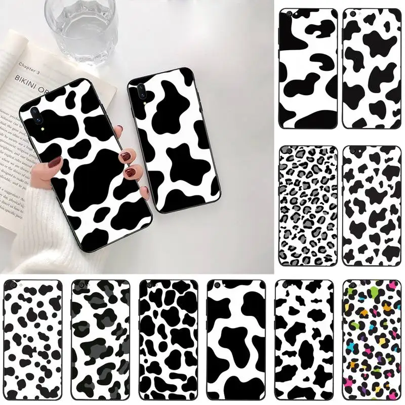 

Cow Print Black White Coque Shell Phone Case For Vivo Y91c Y17 Y51 Y67 Y55 Y93 Y81S Y19 V17 vivos5