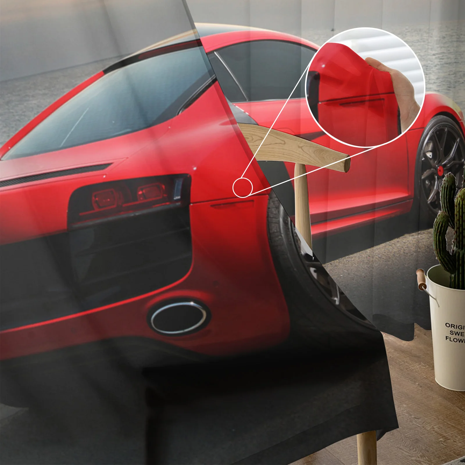 Красные гоночные автомобили занавески на окна с видом море современные