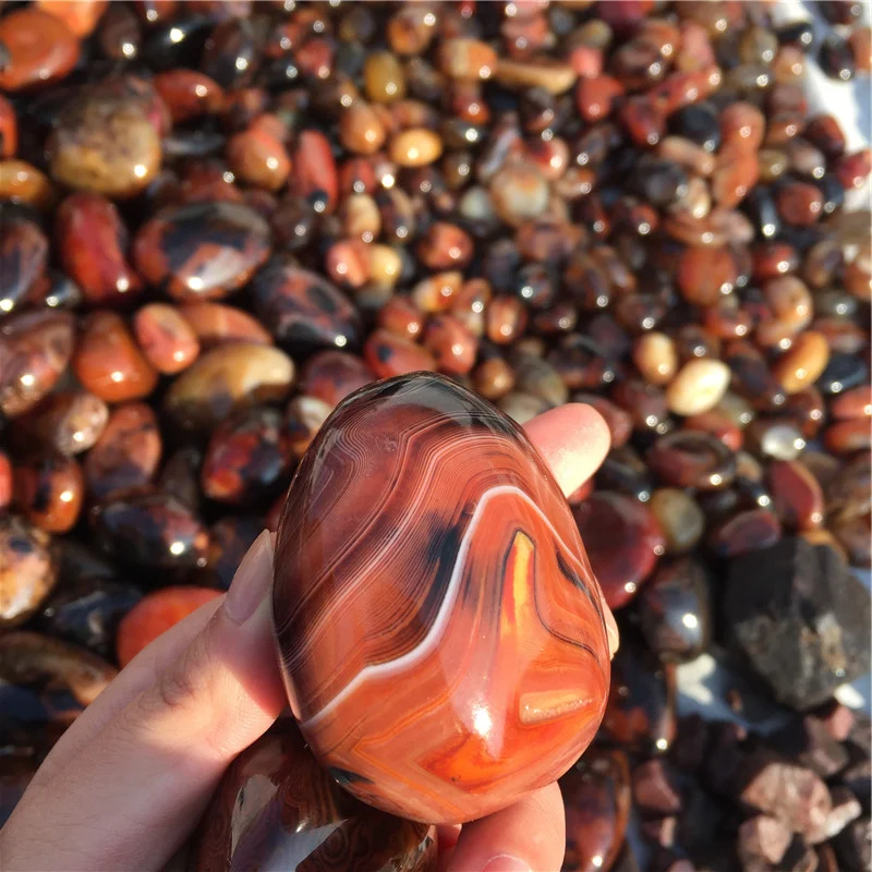 100g Natural High Polished Red Sardonyx Agate Palm Stones