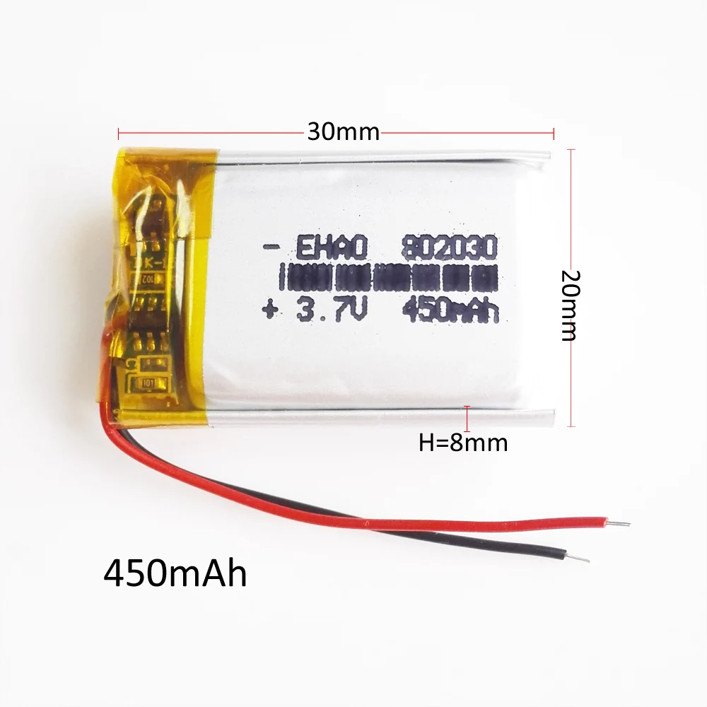 3 7 V 450mAh полимерный литиевый Lipo аккумулятор Перезаряжаемый для MP3 GPS смарт-часов