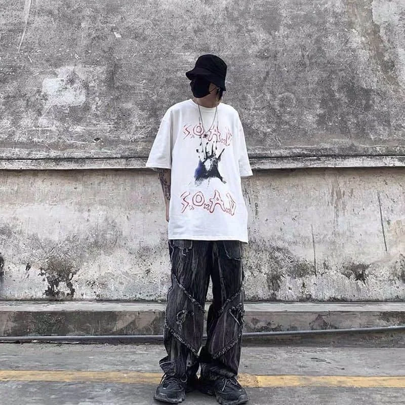 

T-shirt Men And Women Dark Cotton Trend Korean Couple Bf Wind Wild Loose Korean Shirt Half Sleeve Graphic T Shirts Aesthetic