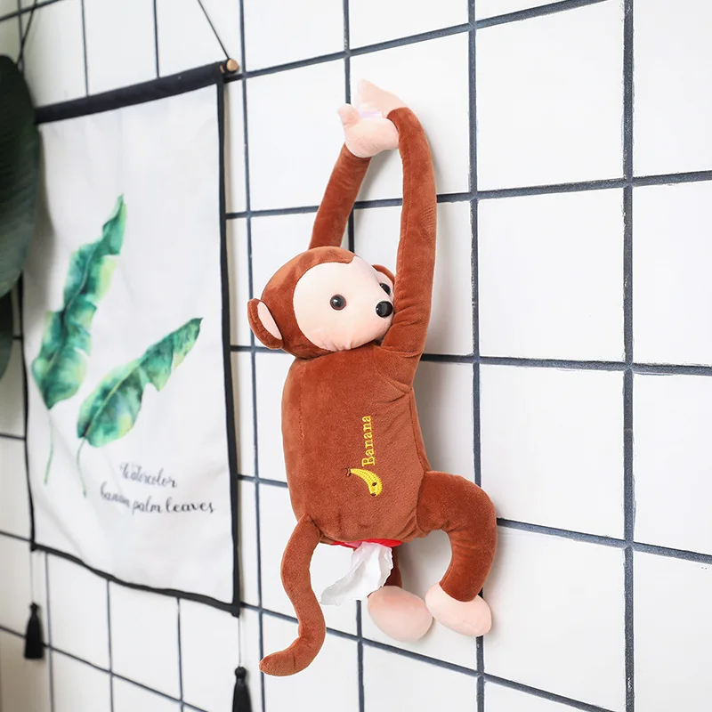 

Creative Cartoon Monkey Home Office Car Hanging Paper Napkin Tissue Box Cover Holder Portable Paper Box