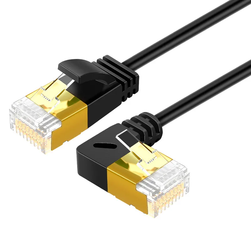 Сверхтонкий кабель Ethernet Cat7 RJ45 сетевой UTP с прямым углом Соединительный шнур 90