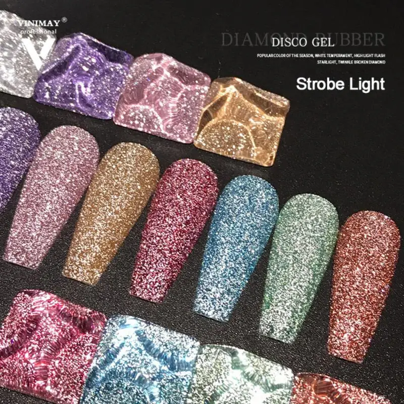 

Reflective Glitter Nail Glue 18 Colors Bungee Shiny Nail Gel Crystal Diamond Nail Polish 3D Rhinestones Decor Nail Art Makeup