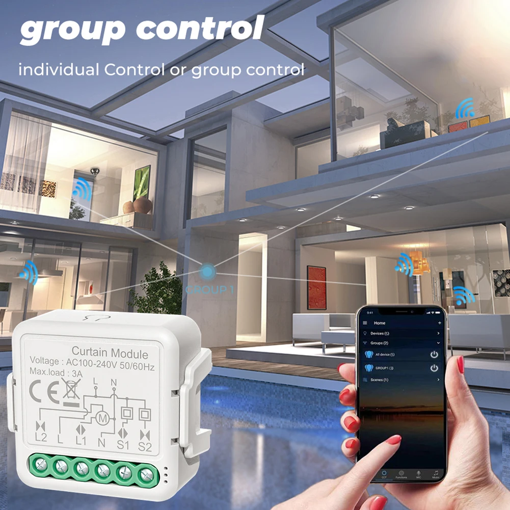 

Wireless Curtain Switch 3 Channel Remote Control Roller Shutter WiFi Curtain Switch Module Household Device