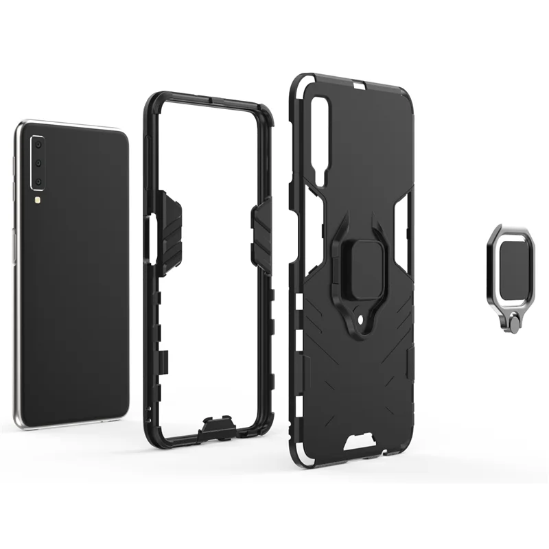 Armor Metal Finger Ring Thin Phone Shell For Samsung Galaxy Note 9 J6 Plus J4 Prime A8 A7 2018 S8 S9 Shockproof Cover Soft Case |